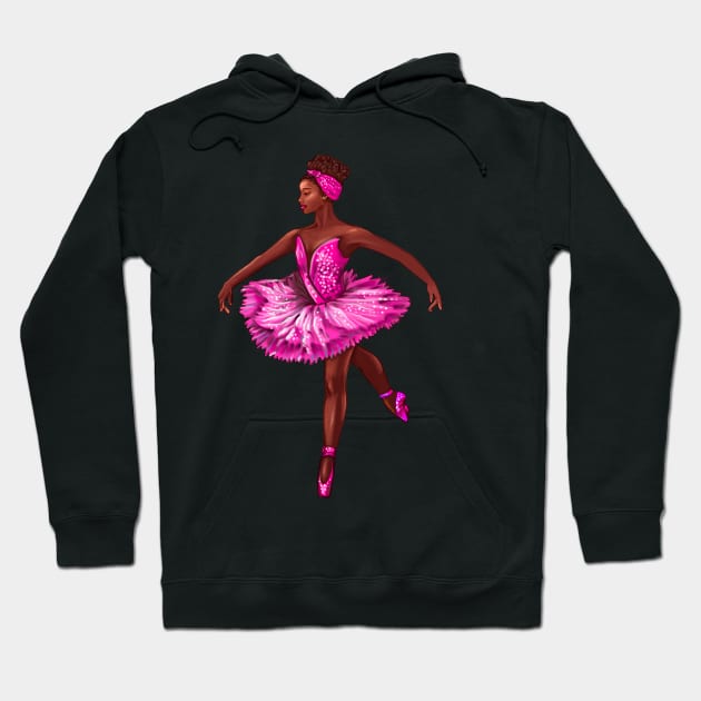 Ballet African American ballerina in pink tutu black woman with afro hair dancer dancing dance Hoodie by Artonmytee